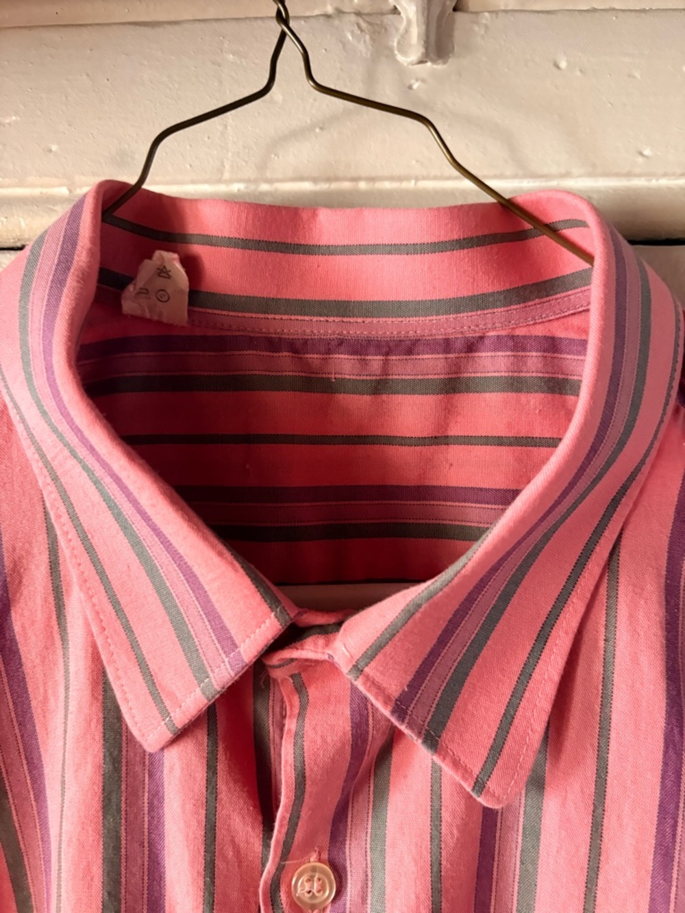 Men's Vintage Pink Striped Button-Up Shirt
